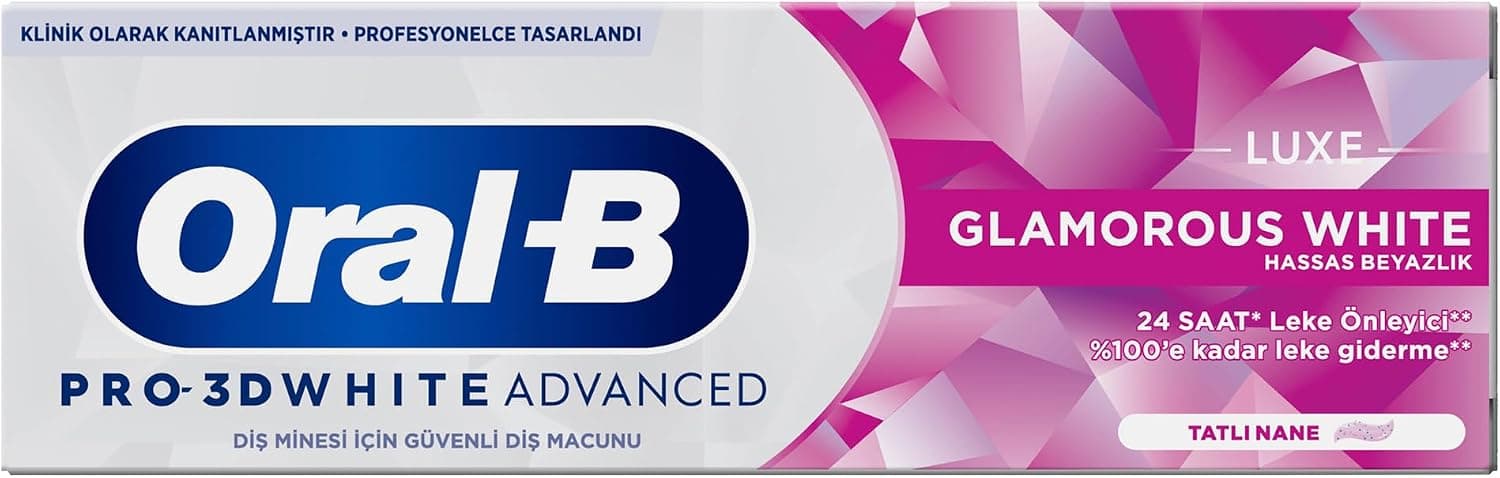 خمیردندان سفیدکننده Oral-B مدل Pro 3D White Advanced Luxe Glamorous White 75 ml خمیردندان سفیدکننده Oral-B مدل Pro 3D White Advanced Luxe Glamorous White 75 ml