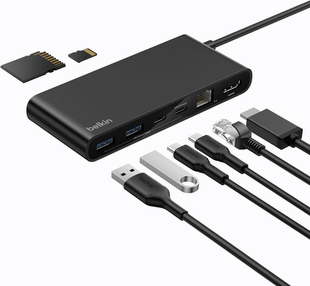 هاب 8 پورته USB-C Belkin سازگار با Mac، Windows و Chromebook، پشتیبانی از 4K@60Hz، توان 100 W PD، انتقال داده 10 Gbps و Ethernet 2,5 Gbps مشکی هاب 8 پورته USB-C Belkin سازگار با Mac، Windows و Chromebook، پشتیبانی از 4K@60Hz، توان 100 W PD، انتقال داده 10 Gbps و Ethernet 2,5 Gbps مشکی