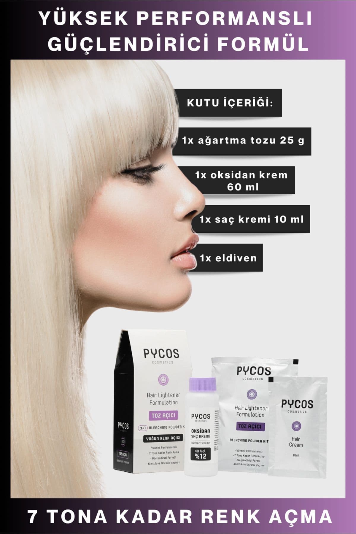 ست دکلره مو PYCOS COSMETICS پودر و اکسیدان 1 عدد ست دکلره مو PYCOS COSMETICS پودر و اکسیدان 1 عدد