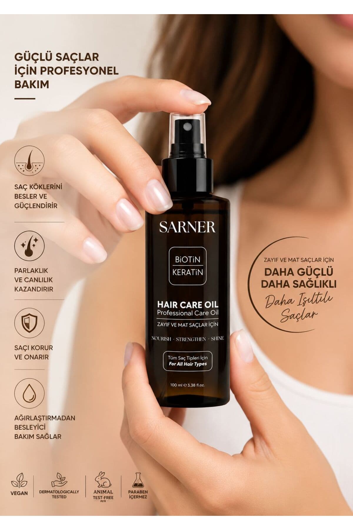 روغن مراقبت مو SARNER بیوتین و کراتین براقکننده تقویتکننده ضدریزش 100 ML روغن مراقبت مو SARNER بیوتین و کراتین براقکننده تقویتکننده ضدریزش 100 ML