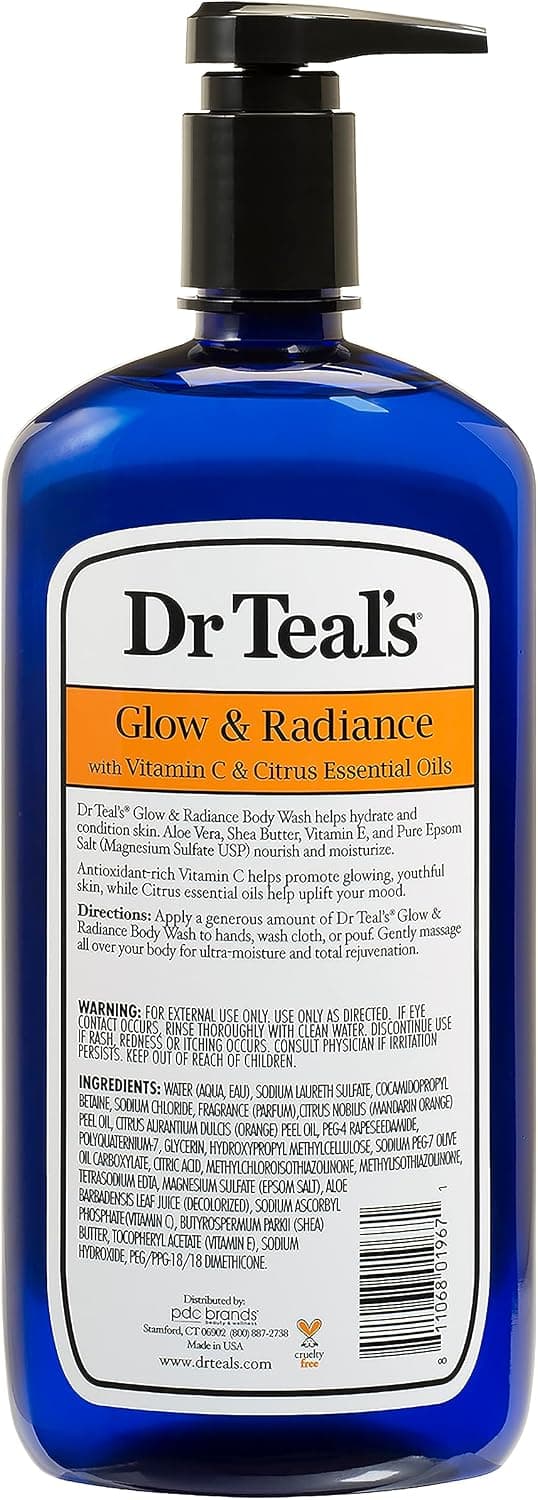شوینده بدن Dr Teal's حاوی نمک اپسوم، ویتامین C و روغنهای مرکبات 710 ml شوینده بدن Dr Teal's حاوی نمک اپسوم، ویتامین C و روغنهای مرکبات 710 ml