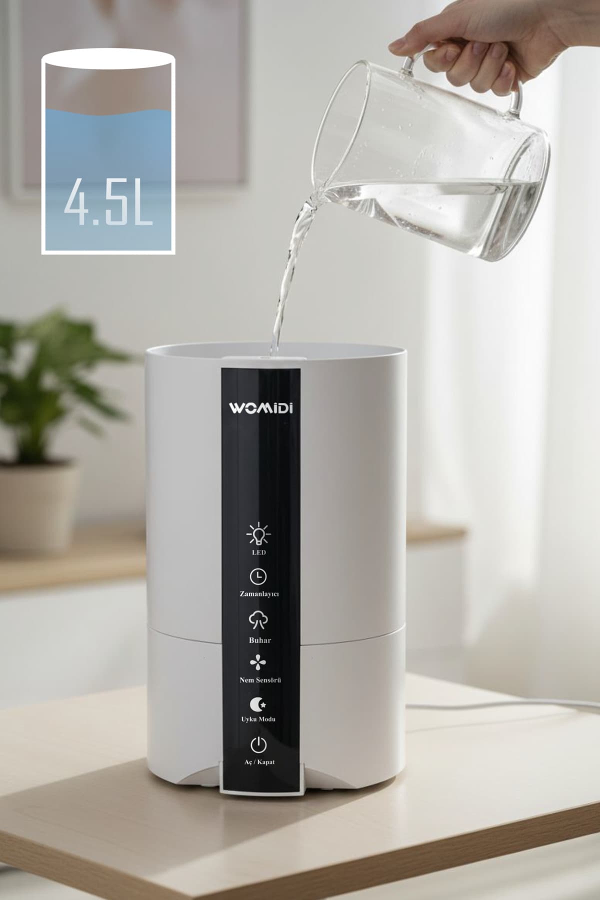 دستگاه رطوبتساز هوای اولتراسونیک womidi با ظرفیت 4.5L، نمایشگر دیجیتال و کنترل از راه دور دستگاه رطوبتساز هوای اولتراسونیک womidi با ظرفیت 4.5L، نمایشگر دیجیتال و کنترل از راه دور