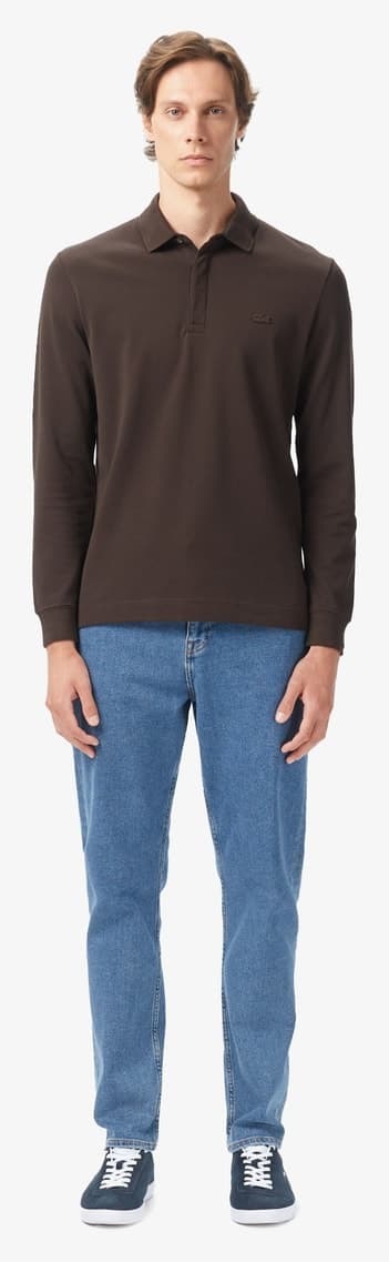 پولوی مردانه Lacoste آستین بلند قهوهای فیت معمولی مدل Paris Polo پولوی مردانه Lacoste آستین بلند قهوهای فیت معمولی مدل Paris Polo