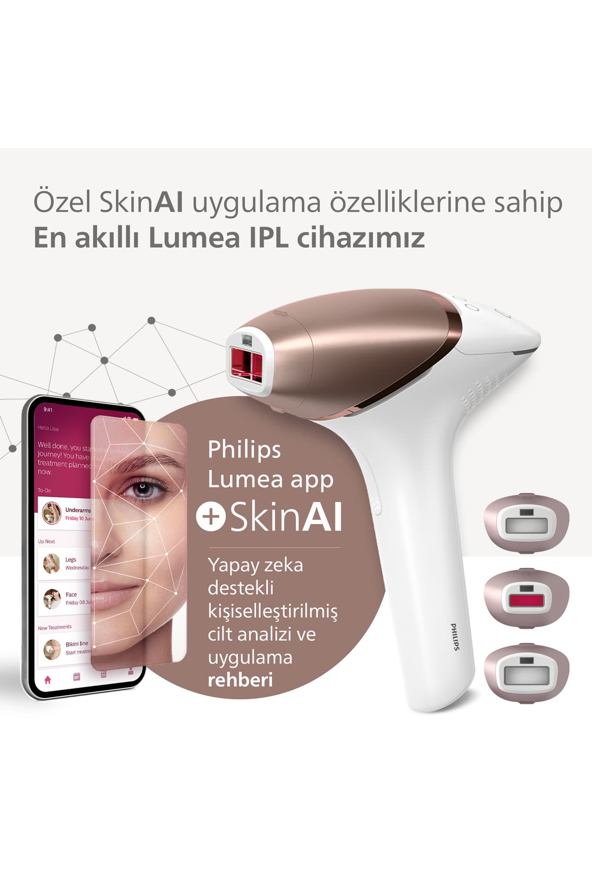 دستگاه IPL رفع موهای زائد بدن، صورت و بیکینی Philips سری Lumea 9900 با اپلیکیشن SkinAI، 3 سری و کیف مدل BRI953/01 دستگاه IPL رفع موهای زائد بدن، صورت و بیکینی Philips سری Lumea 9900 با اپلیکیشن SkinAI، 3 سری و کیف مدل BRI953/01