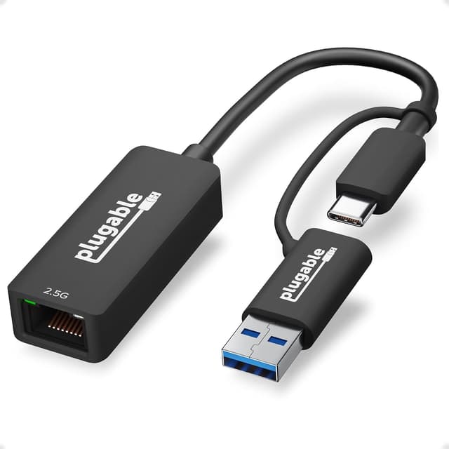 آداپتور اترنت Plugable 2.5G دوکاره با اتصال USB-C و USB آداپتور اترنت Plugable 2.5G دوکاره با اتصال USB-C و USB