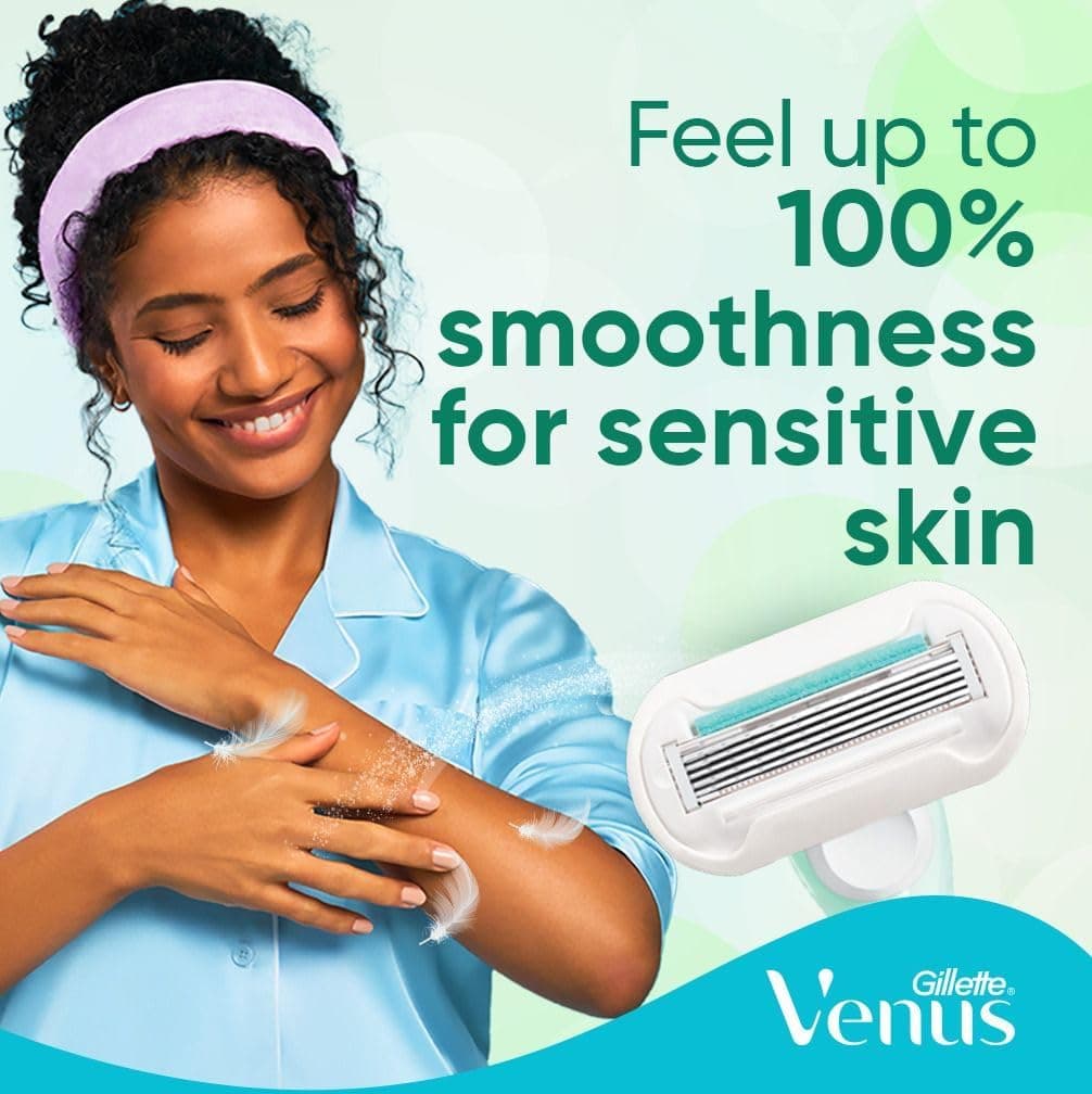 ریشتراش زنانه Gillette Venus Extra Smooth Sensitive با 1 دسته و 2 یدک تیغ ریشتراش زنانه Gillette Venus Extra Smooth Sensitive با 1 دسته و 2 یدک تیغ