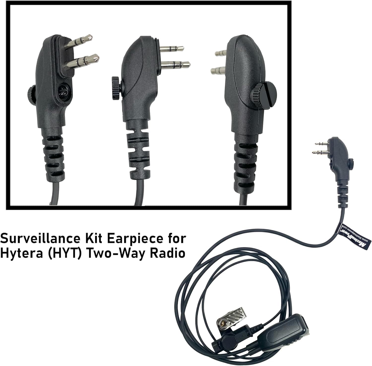 هندزفری رادیویی تکسیم 2 پین برای HYTERA HYT، Maximalpower با میکروفون PTT و لوله شفاف هندزفری رادیویی تکسیم 2 پین برای HYTERA HYT، Maximalpower با میکروفون PTT و لوله شفاف