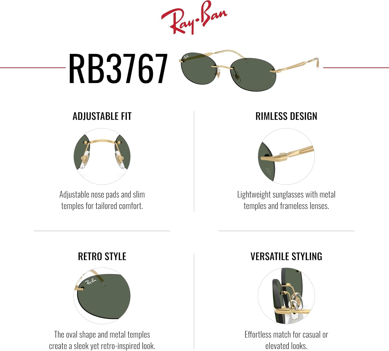 عینک آفتابی مردانه Ray-Ban بیضی طلایی/سبز تیره 54 mm مدل RB3767 عینک آفتابی مردانه Ray-Ban بیضی طلایی/سبز تیره 54 mm مدل RB3767