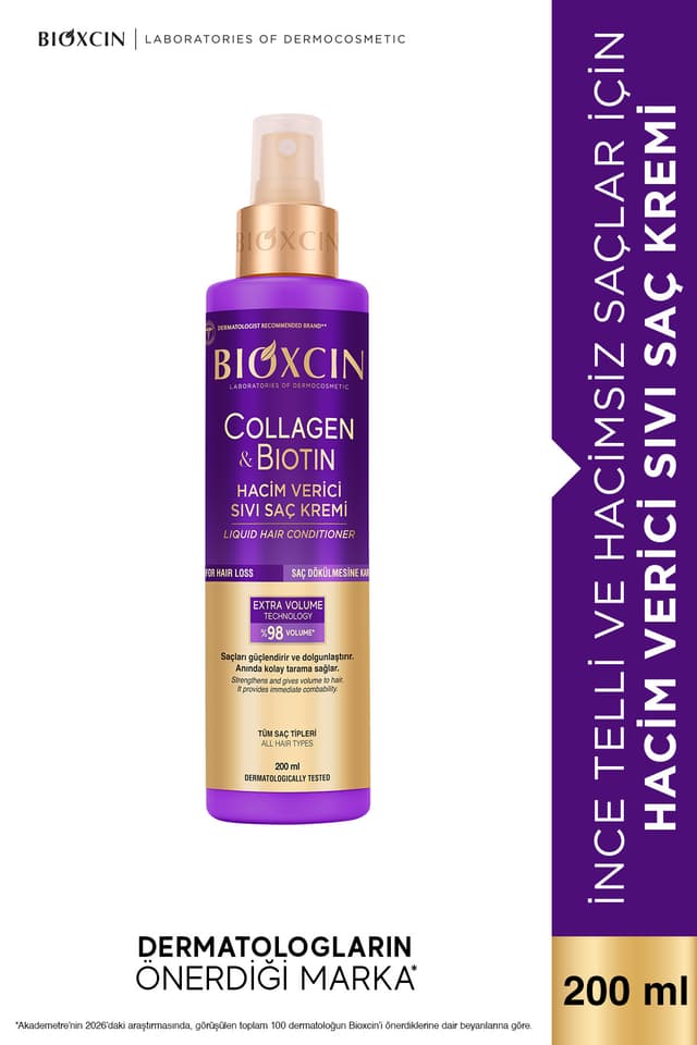 نرمکننده موی مایع برای موهای نازک و کمپشت Bioxcin Collagen & Biotin با حجمدهی بیشتر 200 ml نرمکننده موی مایع برای موهای نازک و کمپشت Bioxcin Collagen & Biotin با حجمدهی بیشتر 200 ml