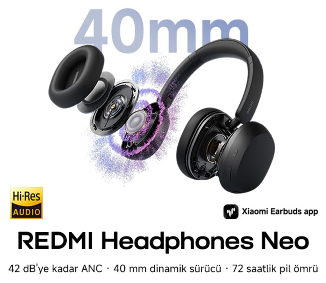 هدفون بیسیم رویگوشی Xiaomi مشکی ANC بلوتوث 5.4 مدل REDMI Headphones Neo هدفون بیسیم رویگوشی Xiaomi مشکی ANC بلوتوث 5.4 مدل REDMI Headphones Neo