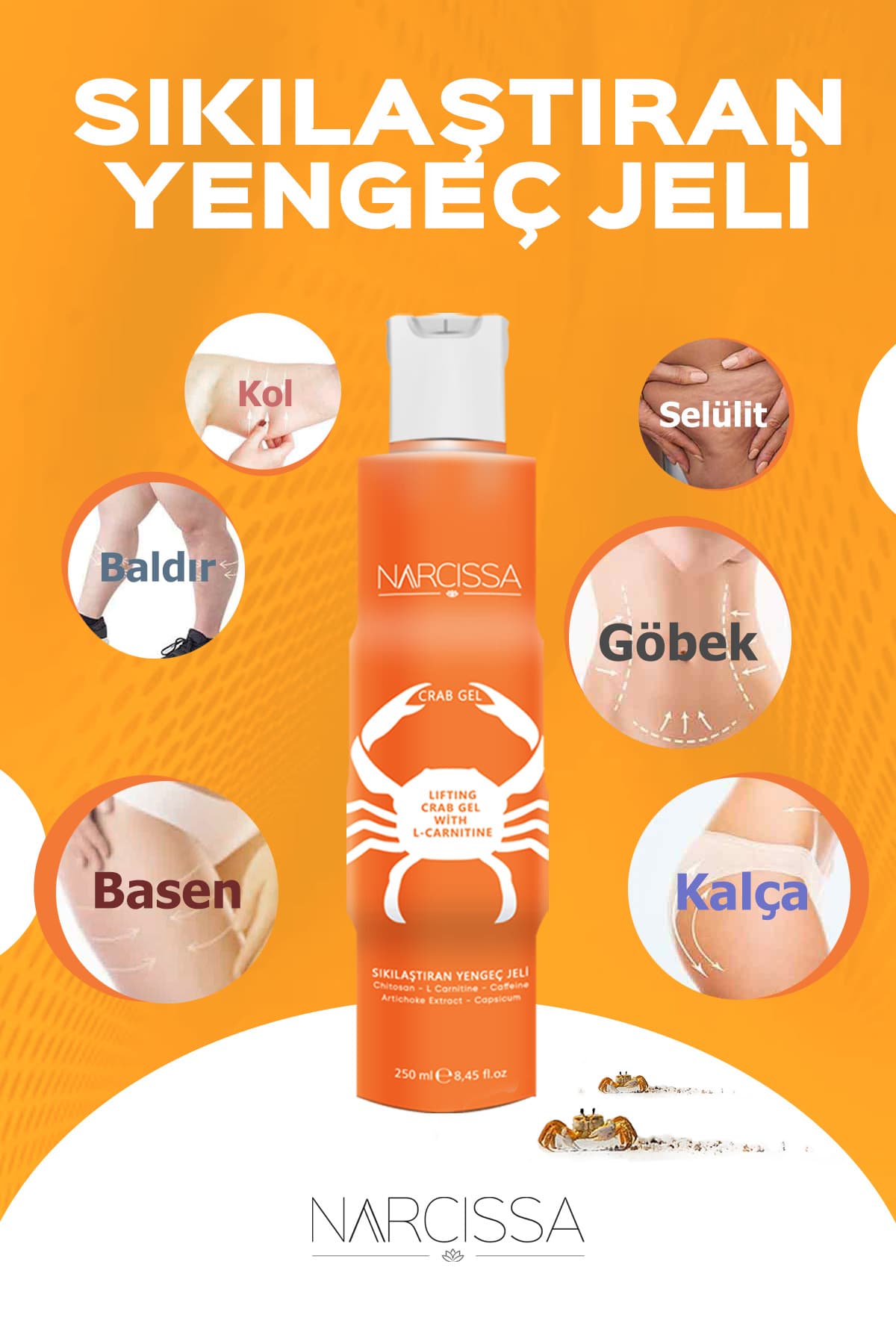 ژل سفتکننده Narcissa خرچنگ ضد سلولیت و ترک پوست 250ml ژل سفتکننده Narcissa خرچنگ ضد سلولیت و ترک پوست 250ml
