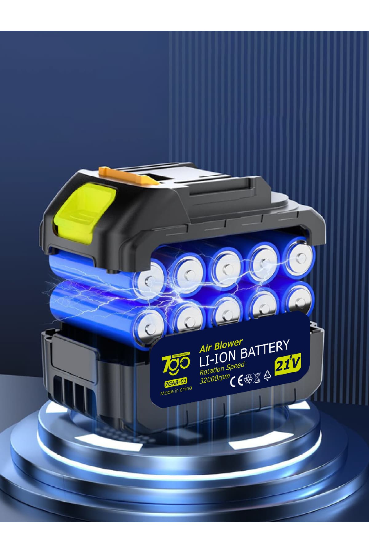 دمنده هوا بیسیم 7GO توربو فن 32000RPM باتری 12000mAh 21V مدل 7GAB01 دمنده هوا بیسیم 7GO توربو فن 32000RPM باتری 12000mAh 21V مدل 7GAB01