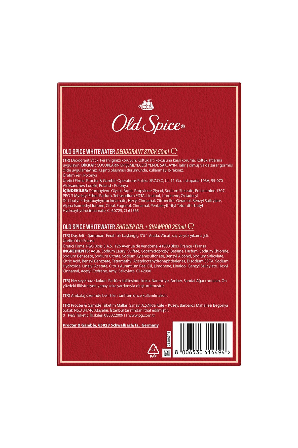 ست هدیه مردانه Old Spice Whitewater شامل دئودورانت استیکی 50ml، ژل دوش و شامپو 250ml ست هدیه مردانه Old Spice Whitewater شامل دئودورانت استیکی 50ml، ژل دوش و شامپو 250ml