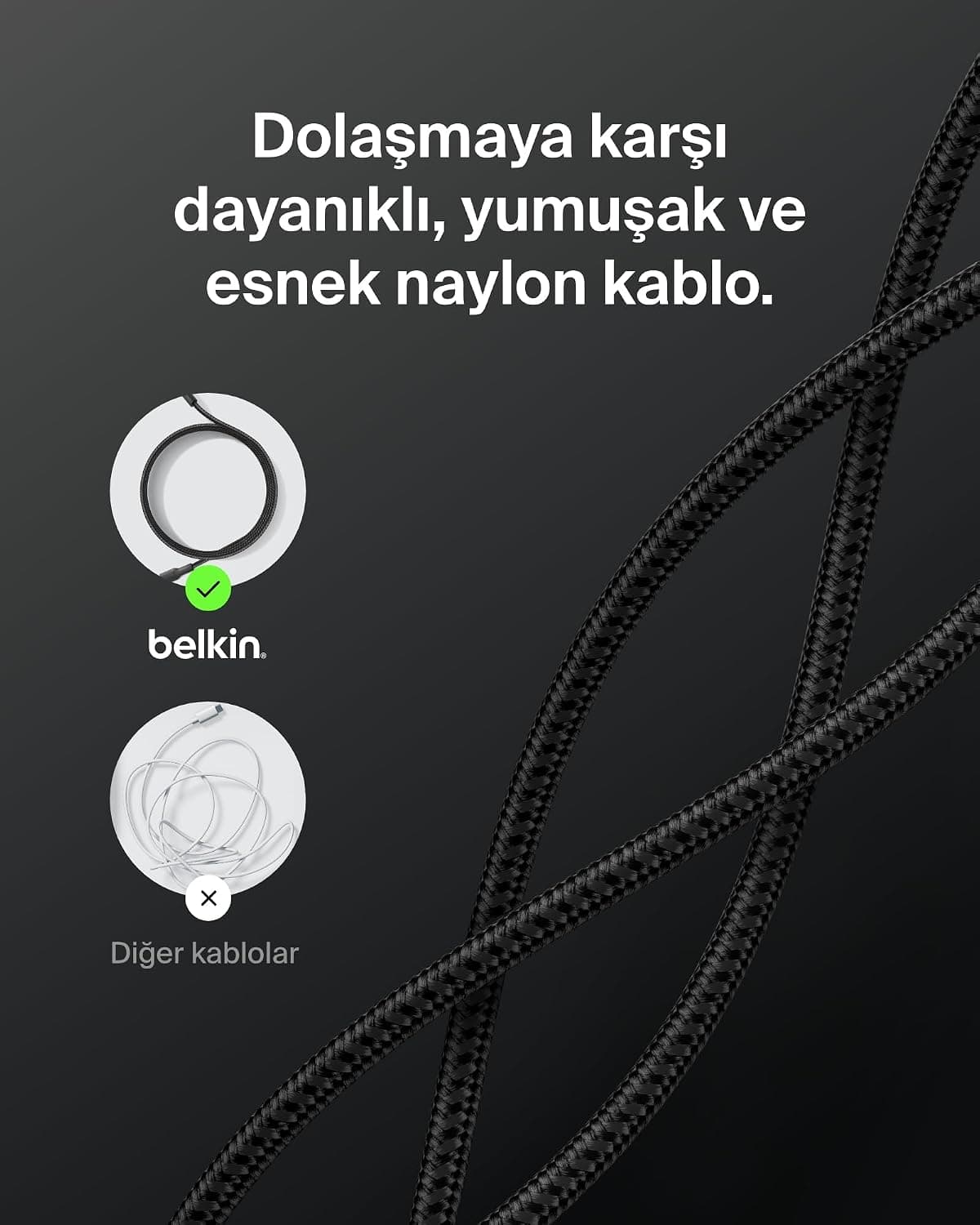 کابل شارژ مردانه Belkin بافت اکو USB-C به USB-C 3 متر 240 وات مشکی کابل شارژ مردانه Belkin بافت اکو USB-C به USB-C 3 متر 240 وات مشکی