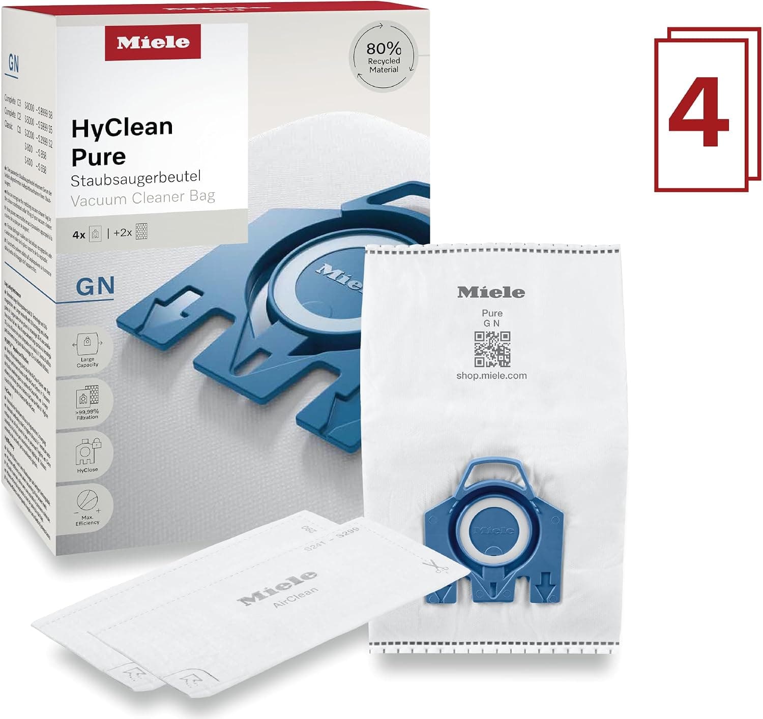 کیسه جاروبرقی Miele اورجینال مدل 12421130 GN HyClean Pure ۴ عددی همراه فیلتر کیسه جاروبرقی Miele اورجینال مدل 12421130 GN HyClean Pure ۴ عددی همراه فیلتر
