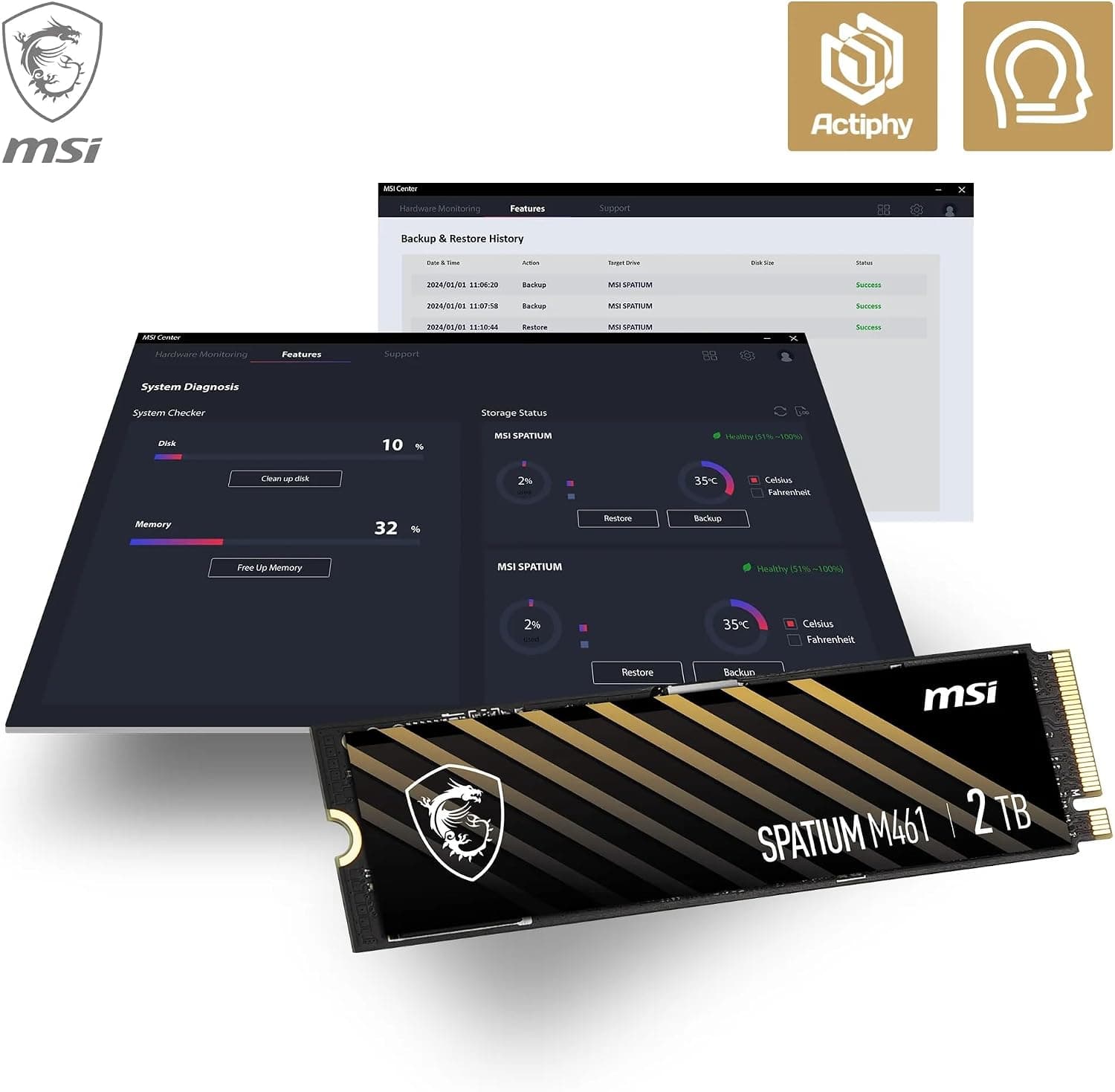 حافظه SSD MSI با رابط M.2 PCIe NVMe ظرفیت 2TB مدل SPATIUM M461 حافظه SSD MSI با رابط M.2 PCIe NVMe ظرفیت 2TB مدل SPATIUM M461
