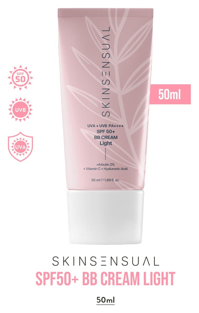 کرم BB پوشاننده Skin Sensual رنگ روشن SPF50+ PA++++ ضدلک 50 ml با محافظت UVA+UVB کرم BB پوشاننده Skin Sensual رنگ روشن SPF50+ PA++++ ضدلک 50 ml با محافظت UVA+UVB