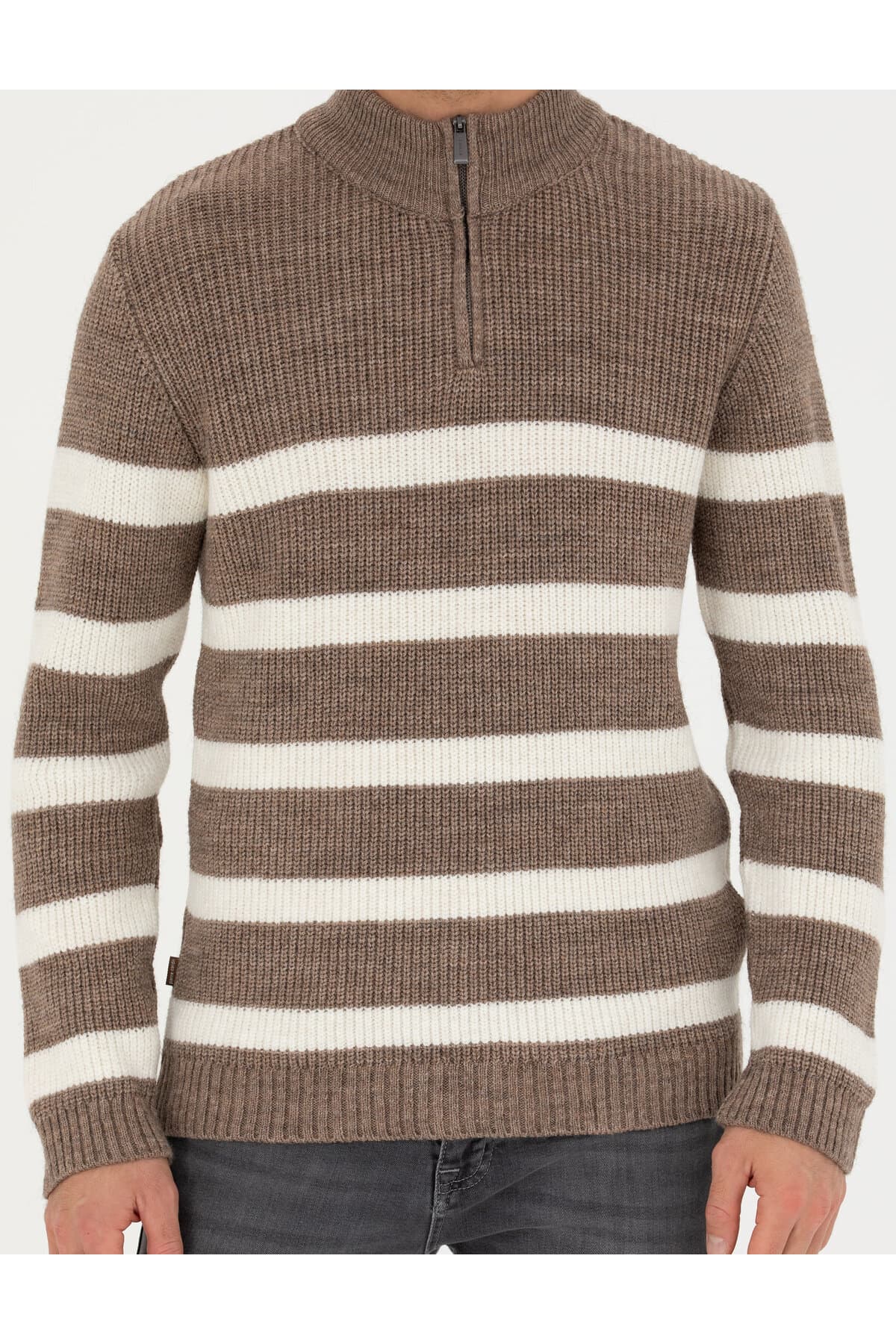 پلیور مردانه Pierre Cardin اسلیم فیت یقه ایستاده زیپدار ملانژ مینک مدل 50278101-VR174 پلیور مردانه Pierre Cardin اسلیم فیت یقه ایستاده زیپدار ملانژ مینک مدل 50278101-VR174