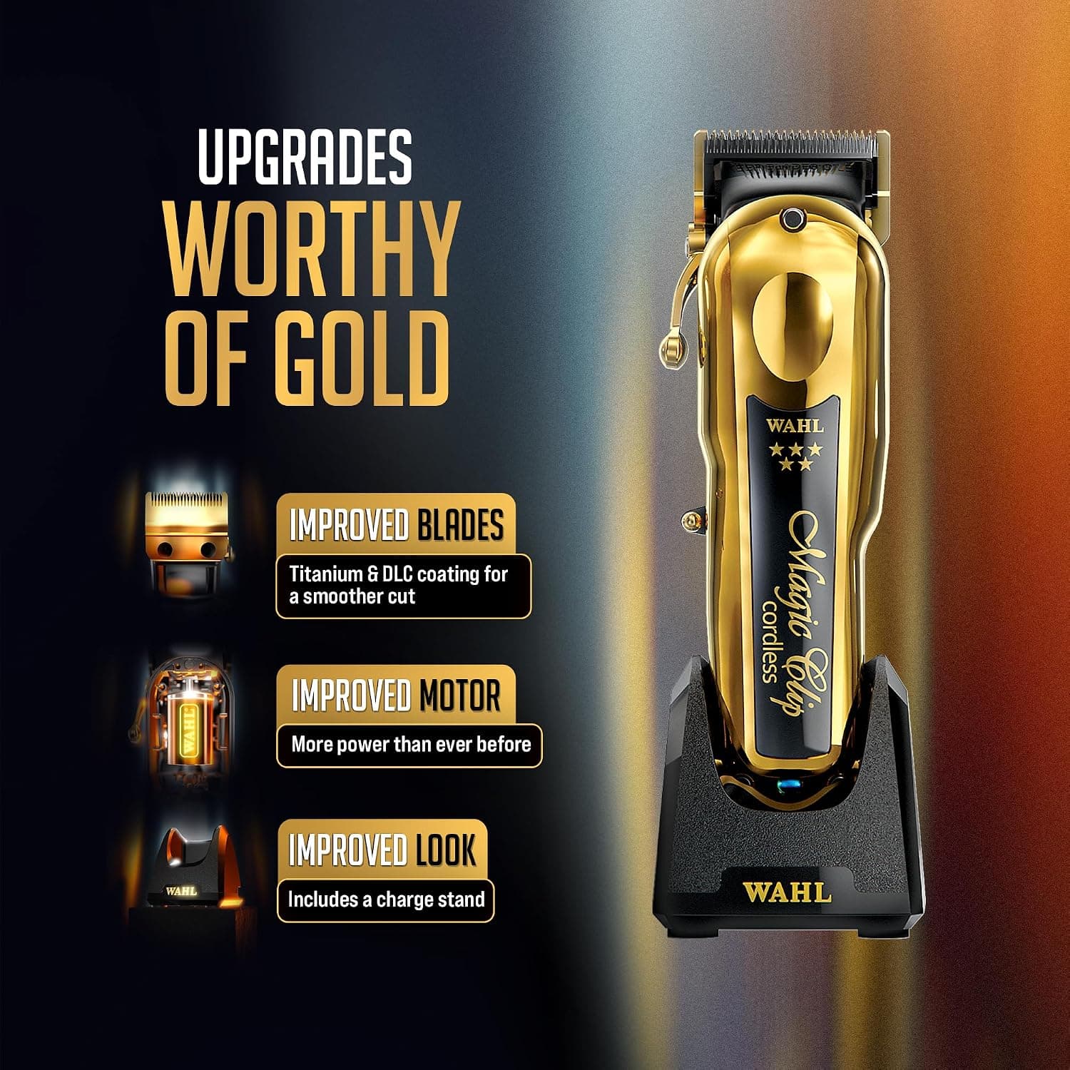 ماشین اصلاح مو حرفهای Wahl 5 Star Cordless Magic Clip طلایی ماشین اصلاح مو حرفهای Wahl 5 Star Cordless Magic Clip طلایی