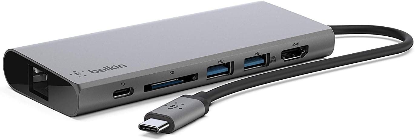 هاب چندرسانهای USB-C Belkin با کابل متصل HDMI 4K 30Hz و اسلات SD هاب چندرسانهای USB-C Belkin با کابل متصل HDMI 4K 30Hz و اسلات SD