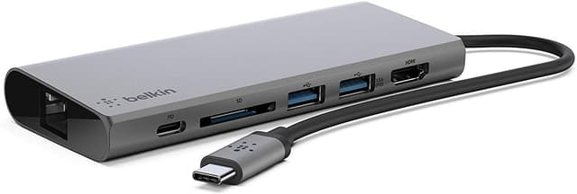 هاب چندرسانهای USB-C Belkin با کابل متصل HDMI 4K 30Hz و اسلات SD هاب چندرسانهای USB-C Belkin با کابل متصل HDMI 4K 30Hz و اسلات SD