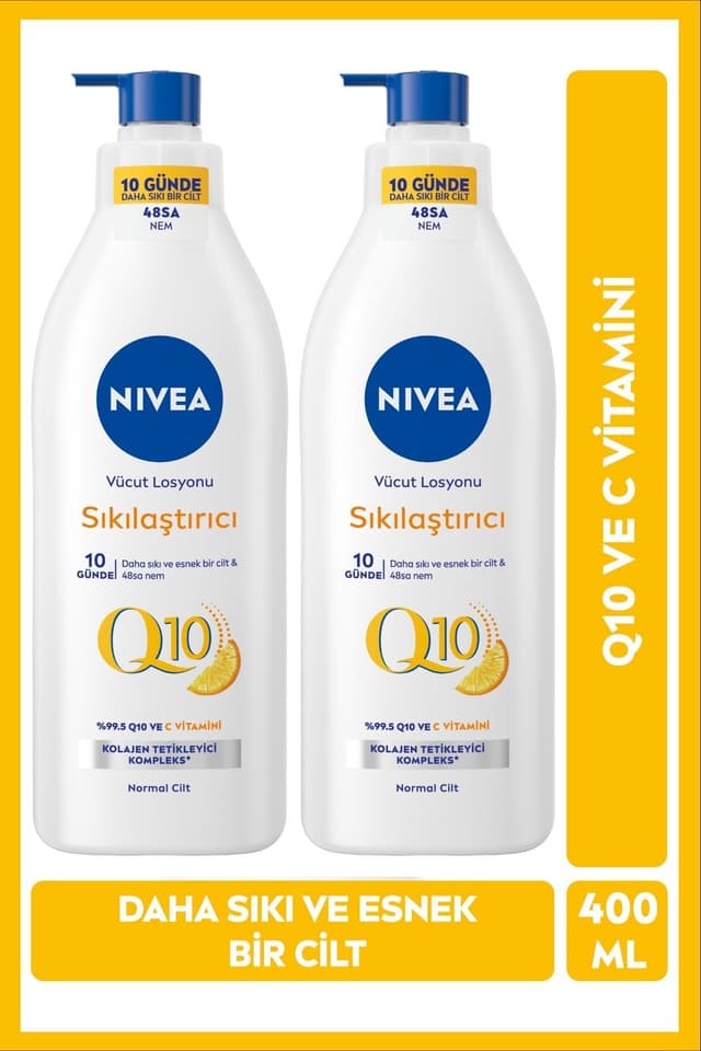 لوسیون بدن سفتکننده NIVEA حاوی Q10، ویتامین C، مرطوبکننده و کمپلکس تحریککننده کلاژن 400ml X2Adet لوسیون بدن سفتکننده NIVEA حاوی Q10، ویتامین C، مرطوبکننده و کمپلکس تحریککننده کلاژن 400ml X2Adet