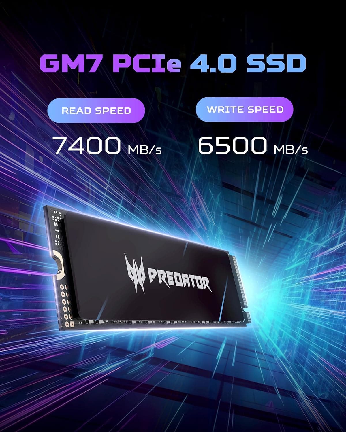 حافظه SSD داخلی لپتاپ، دسکتاپ و PS5 Acer Predator GM7 ظرفیت 2TB، M.2 2280 PCIe Gen4 x4 NVMe 2.0، تا 7200 MB/s، HMB+SLC مدل BL.9BWWR.119 حافظه SSD داخلی لپتاپ، دسکتاپ و PS5 Acer Predator GM7 ظرفیت 2TB، M.2 2280 PCIe Gen4 x4 NVMe 2.0، تا 7200 MB/s، HMB+SLC مدل BL.9BWWR.119