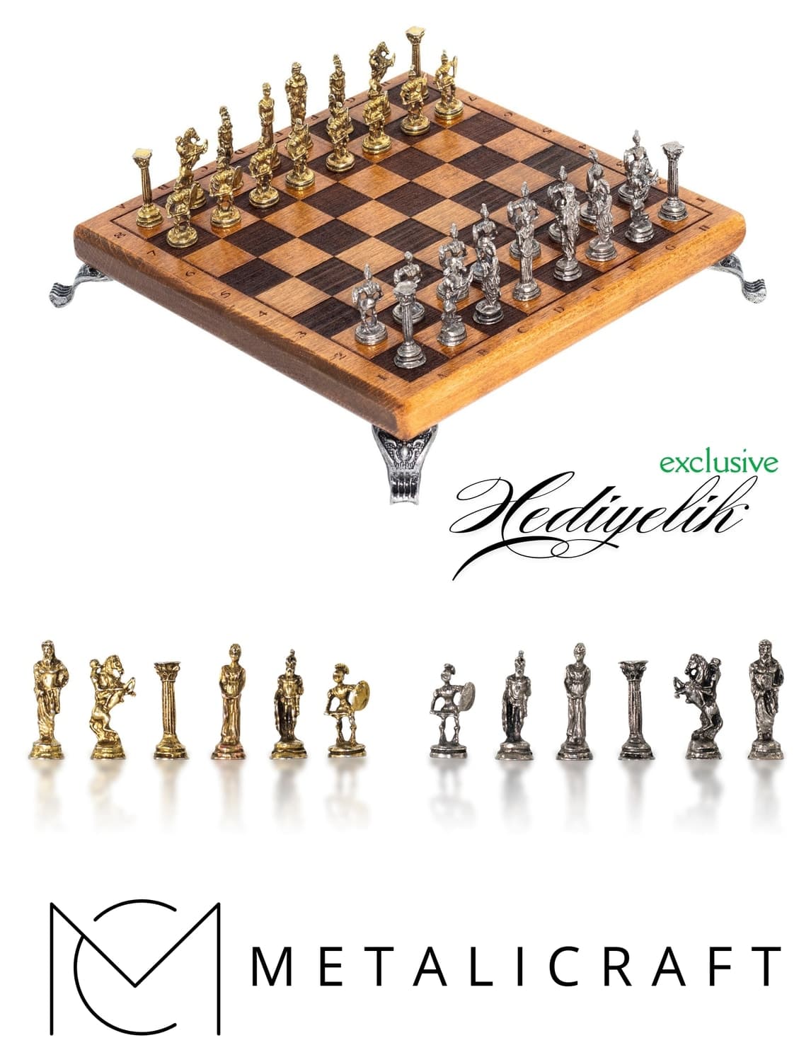 ست شطرنج فلزی دستساز Metalicraft مدل MC59 طرح بیزانسی چوب راش ست شطرنج فلزی دستساز Metalicraft مدل MC59 طرح بیزانسی چوب راش