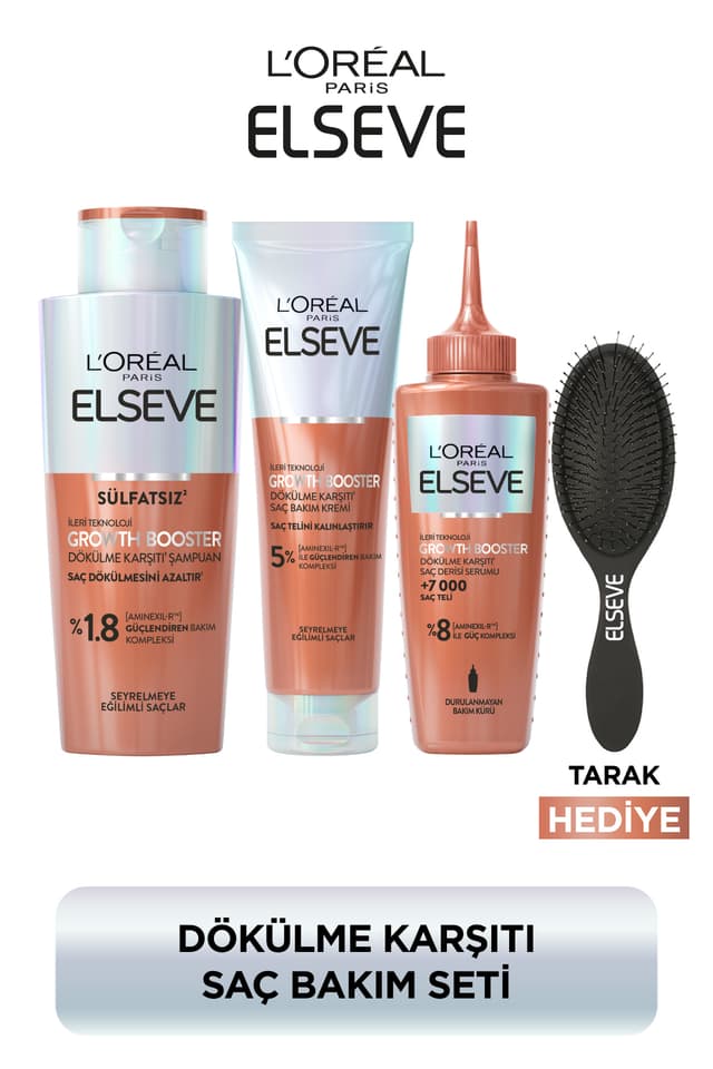 ست مراقبت مو Elseve Growth Booster شامپو کرم مو سرم و شانه هدیه ست مراقبت مو Elseve Growth Booster شامپو کرم مو سرم و شانه هدیه