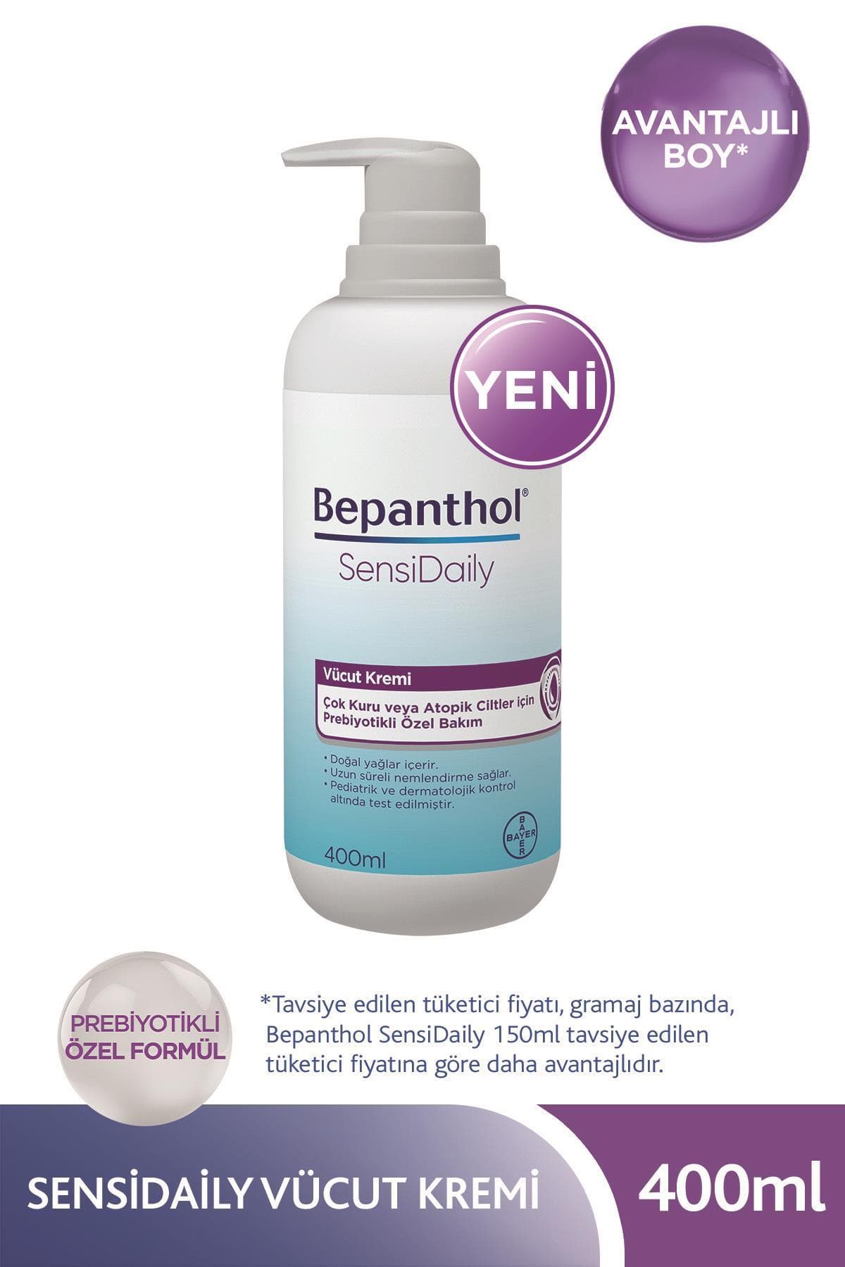 کرم مراقبت از بدن مرطوبکننده عمیق روزانه Bepanthol Sensidaily مدل 400 ml، 6 عدد 10 gr کرم مراقبت از بدن مرطوبکننده عمیق روزانه Bepanthol Sensidaily مدل 400 ml، 6 عدد 10 gr