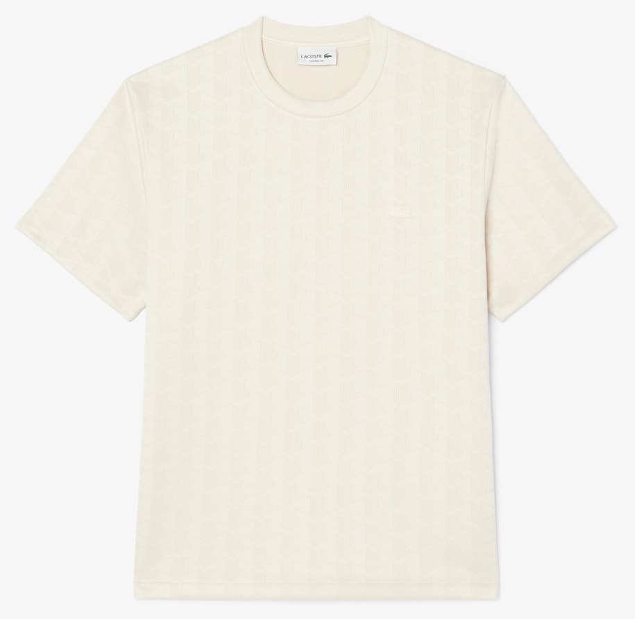 تیشرت مردانه Lacoste فیت کلاسیک یقه گرد مونوگرام کرم تیشرت مردانه Lacoste فیت کلاسیک یقه گرد مونوگرام کرم
