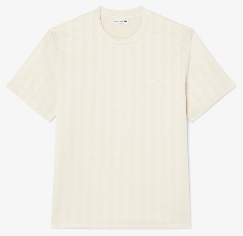 تیشرت مردانه Lacoste فیت کلاسیک یقه گرد مونوگرام کرم تیشرت مردانه Lacoste فیت کلاسیک یقه گرد مونوگرام کرم