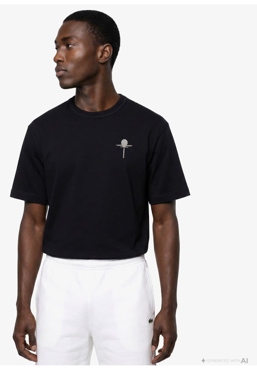 تیشرت مردانه Lacoste فیت گشاد یقه گرد مشکی تیشرت مردانه Lacoste فیت گشاد یقه گرد مشکی
