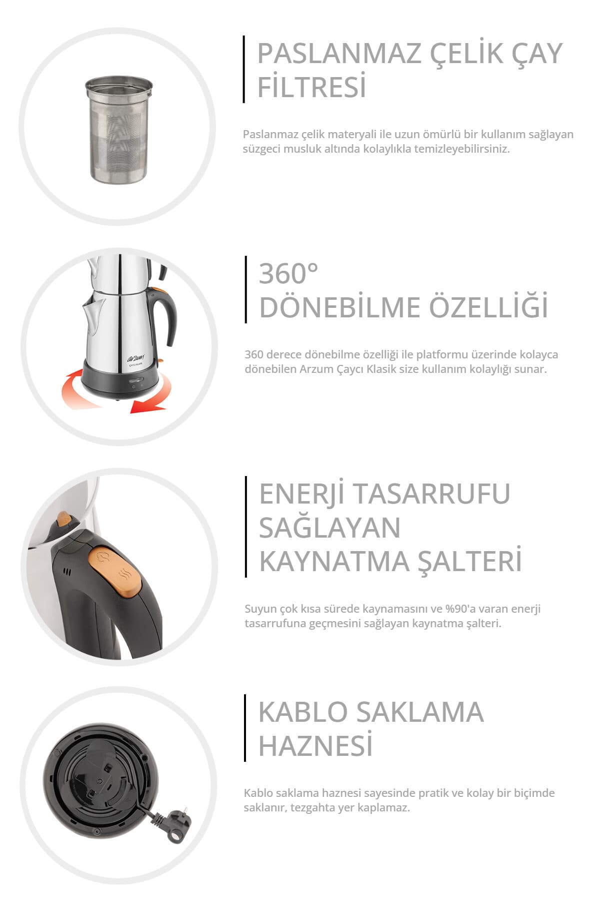 چایساز Arzum Çaycı کلاسیک فولاد ضدزنگ مدل Ar3004-ınx چایساز Arzum Çaycı کلاسیک فولاد ضدزنگ مدل Ar3004-ınx