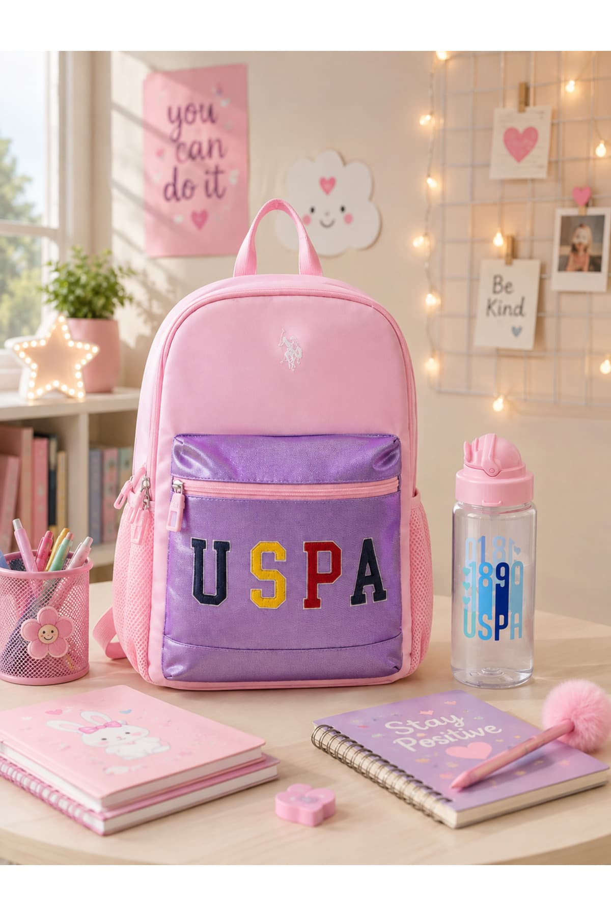 ست کیف مدرسه دخترانه U.S. Polo Assn. مدل PLSET242707206 ست کیف مدرسه دخترانه U.S. Polo Assn. مدل PLSET242707206