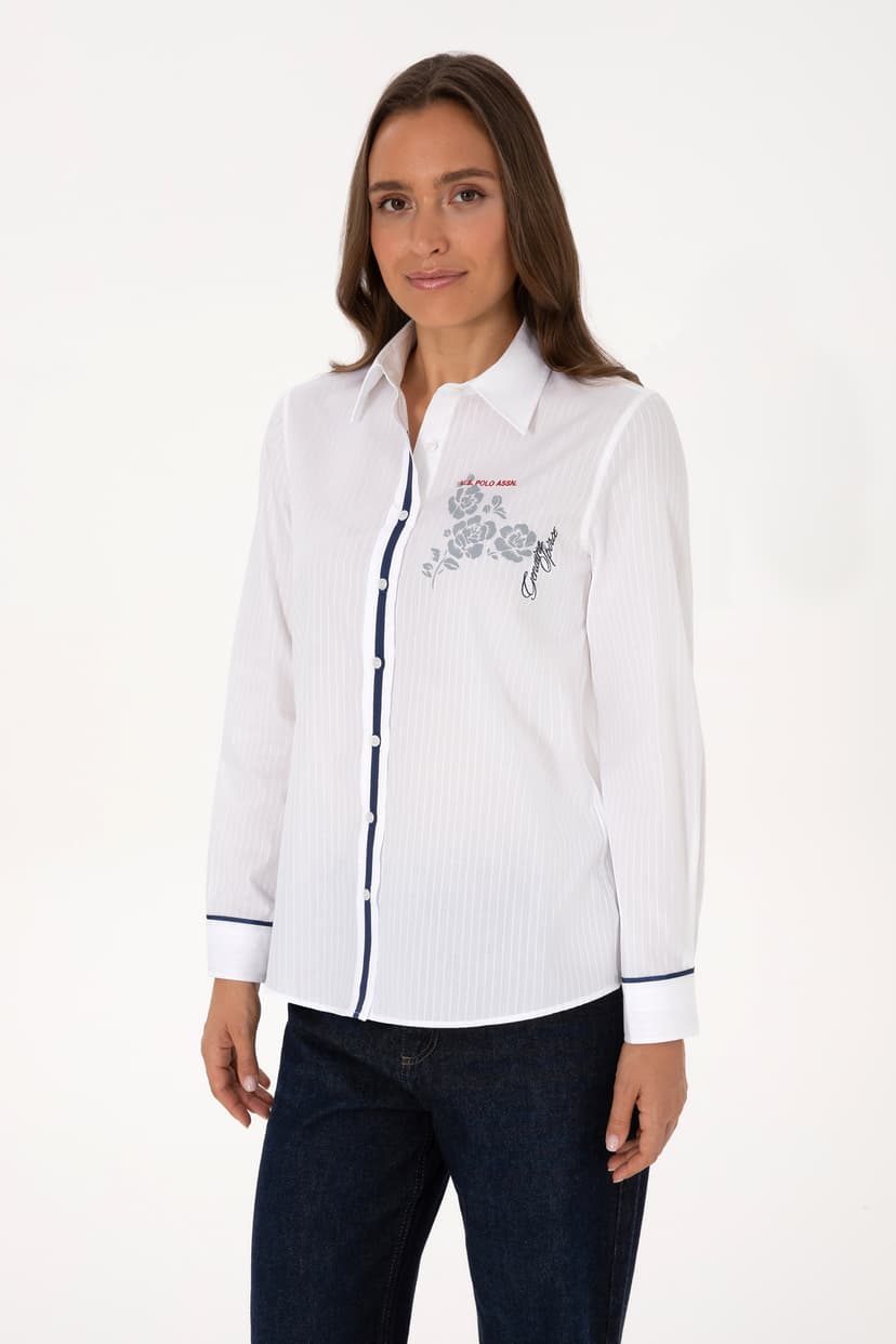 پیراهن زنانه آستینبلند سفید U.S. Polo Assn. مدل 50316397-VR013 پیراهن زنانه آستینبلند سفید U.S. Polo Assn. مدل 50316397-VR013
