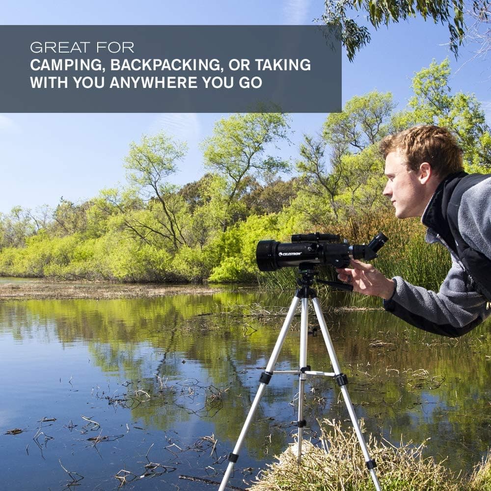 کیت تلسکوپ شکستی Celestron Travel Scope 70 همراه کولهپشتی، چشمی 4mm و لنز بارلو 3x مشکی مدل 21035-ADS کیت تلسکوپ شکستی Celestron Travel Scope 70 همراه کولهپشتی، چشمی 4mm و لنز بارلو 3x مشکی مدل 21035-ADS