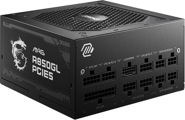 منبع تغذیه گیمینگ MSI تمامماژولار مشکی مدل MAG A850GL PCIe5 850W 80+ Gold منبع تغذیه گیمینگ MSI تمامماژولار مشکی مدل MAG A850GL PCIe5 850W 80+ Gold