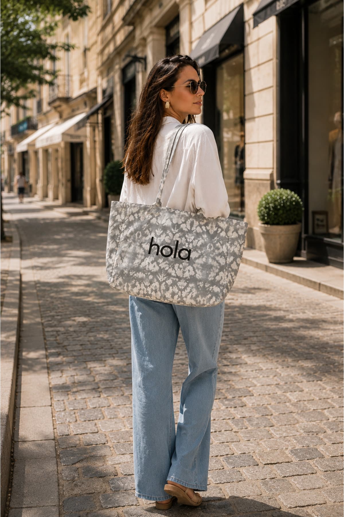 کیف دوشی ساحلی زنانه ICONE BAG کانواس با طرح گرادیانت خاکستری چاپی کیف دوشی ساحلی زنانه ICONE BAG کانواس با طرح گرادیانت خاکستری چاپی