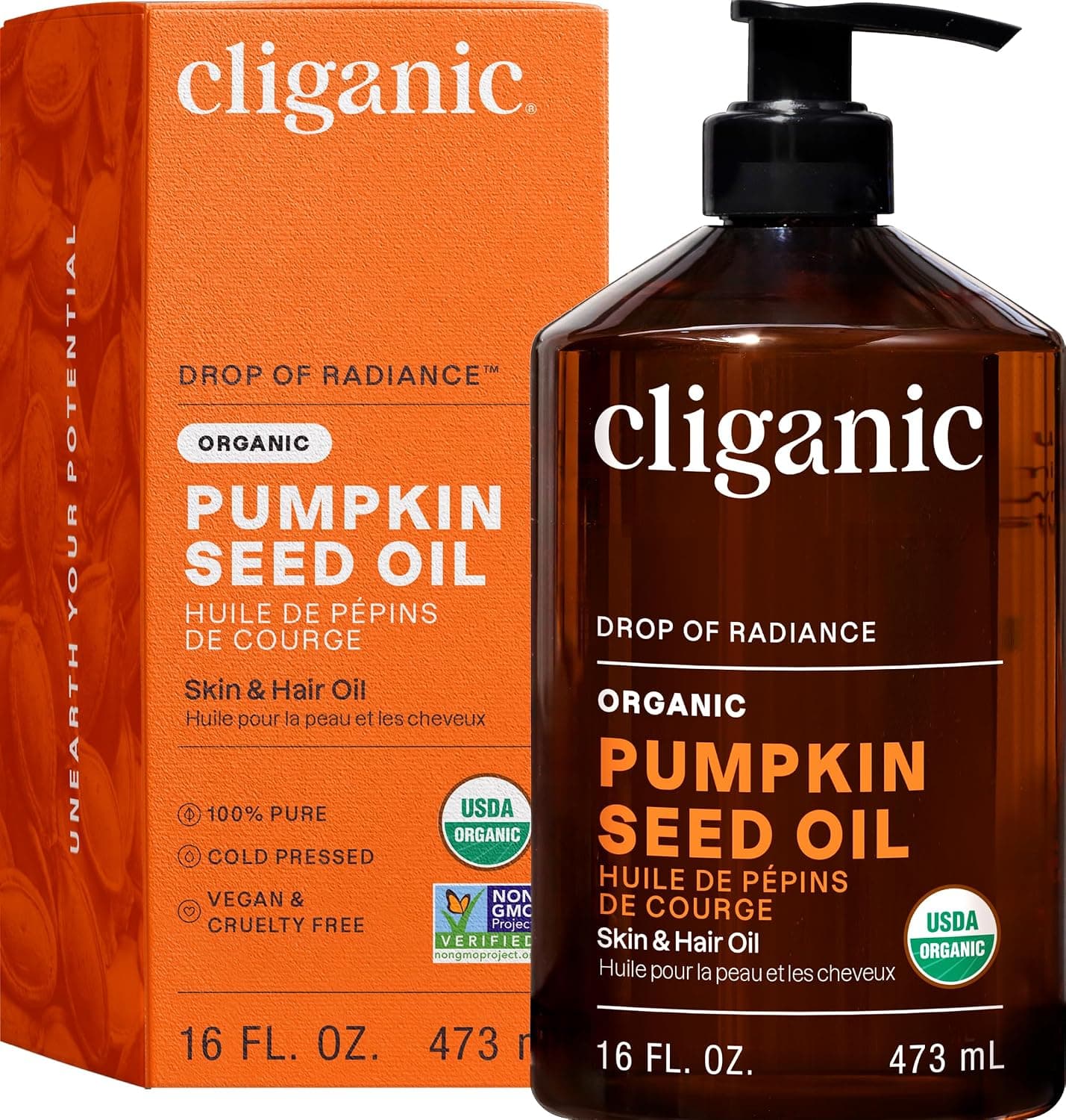 روغن هسته کدو ارگانیک برای صورت و مو Cliganic خالص 100% پرس سرد تصفیهنشده روغن هسته کدو ارگانیک برای صورت و مو Cliganic خالص 100% پرس سرد تصفیهنشده