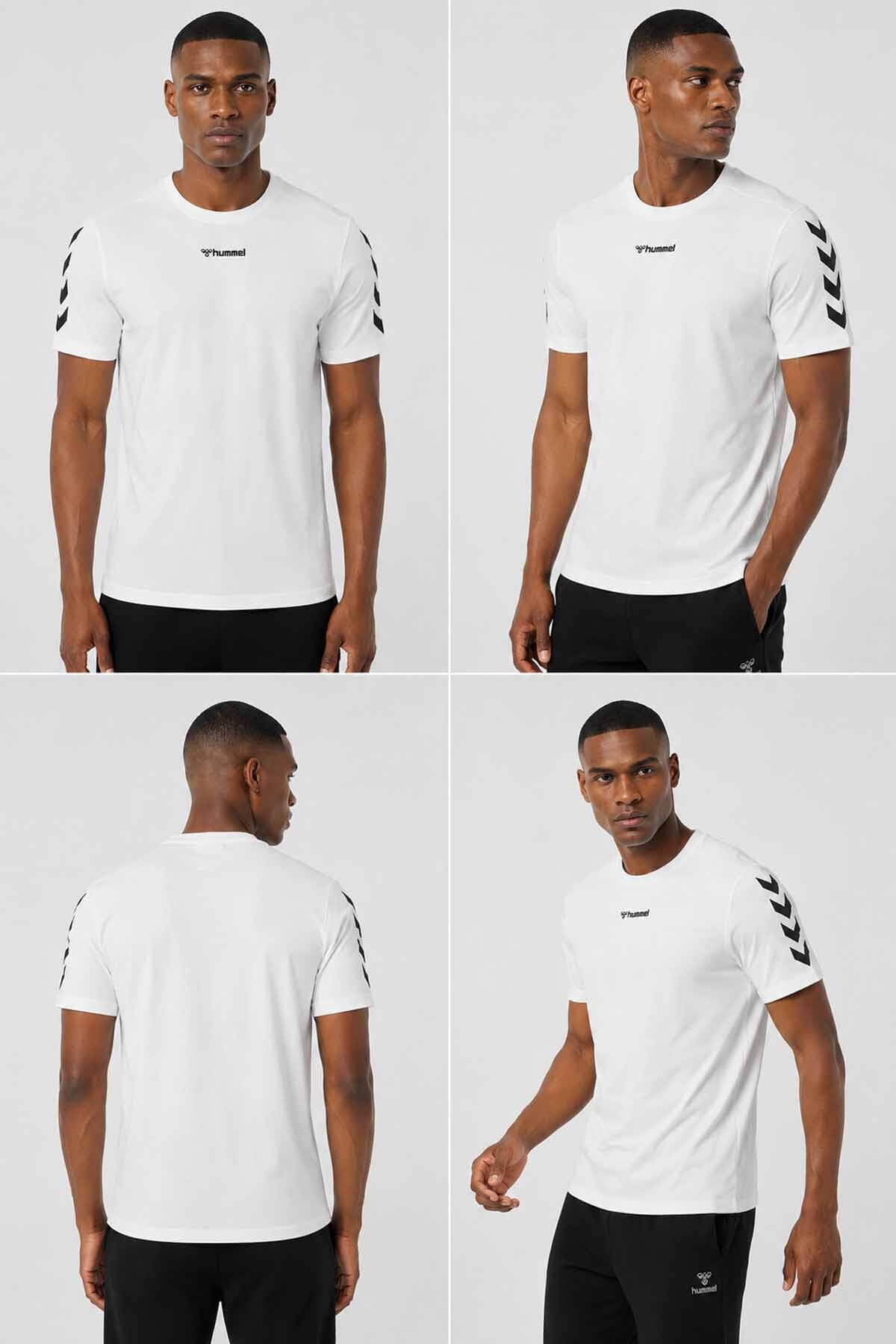 تیشرت ورزشی مردانه hummel سفید با ۹۵٪ پنبه و ۵٪ الاستان تیشرت ورزشی مردانه hummel سفید با ۹۵٪ پنبه و ۵٪ الاستان