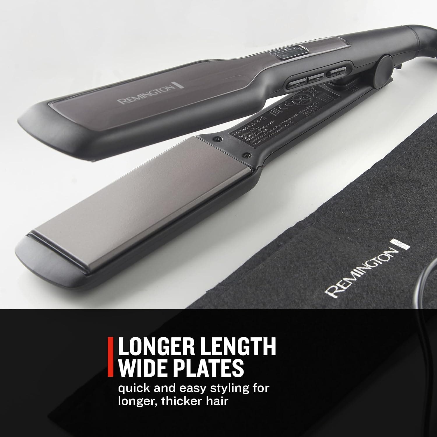 اتو مو Remington Pro Ceramic مدل S5525 صفحه سرامیکی پهن کنترل دمای دیجیتال مشکی اتو مو Remington Pro Ceramic مدل S5525 صفحه سرامیکی پهن کنترل دمای دیجیتال مشکی