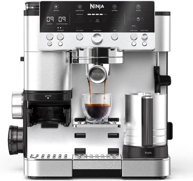 دستگاه قهوهساز سهکاره NINJA با آسیاب و کفساز شیر نقرهای مدل ES601UK دستگاه قهوهساز سهکاره NINJA با آسیاب و کفساز شیر نقرهای مدل ES601UK