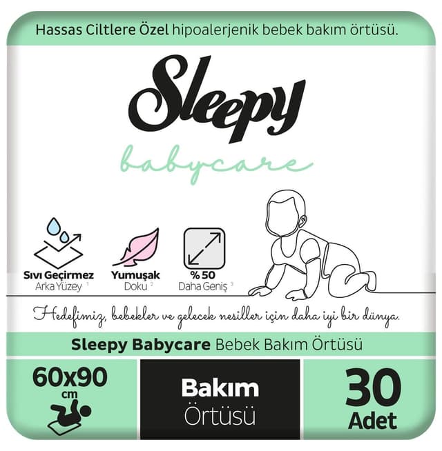 زیرانداز تعویض پوشک نوزاد Sleepy Babycare 60x90 cm 3x10 30 عدد زیرانداز تعویض پوشک نوزاد Sleepy Babycare 60x90 cm 3x10 30 عدد