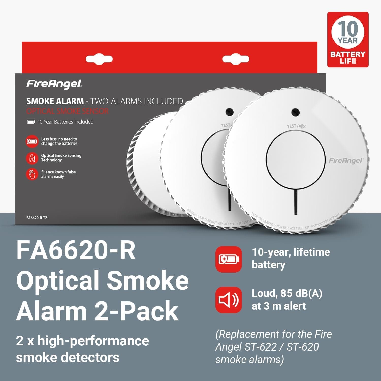 هشداردهنده دود و آتش FireAngel اپتیکال با باتری مدل FA6620 هشداردهنده دود و آتش FireAngel اپتیکال با باتری مدل FA6620