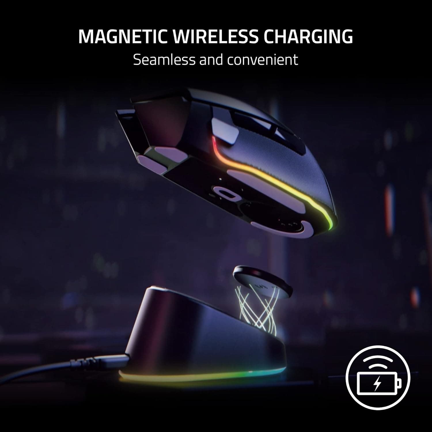 پایه شارژ ماوس گیمینگ Razer Mouse Dock Pro، مغناطیسی بیسیم، Hyperspeed 4K، مشکی پایه شارژ ماوس گیمینگ Razer Mouse Dock Pro، مغناطیسی بیسیم، Hyperspeed 4K، مشکی