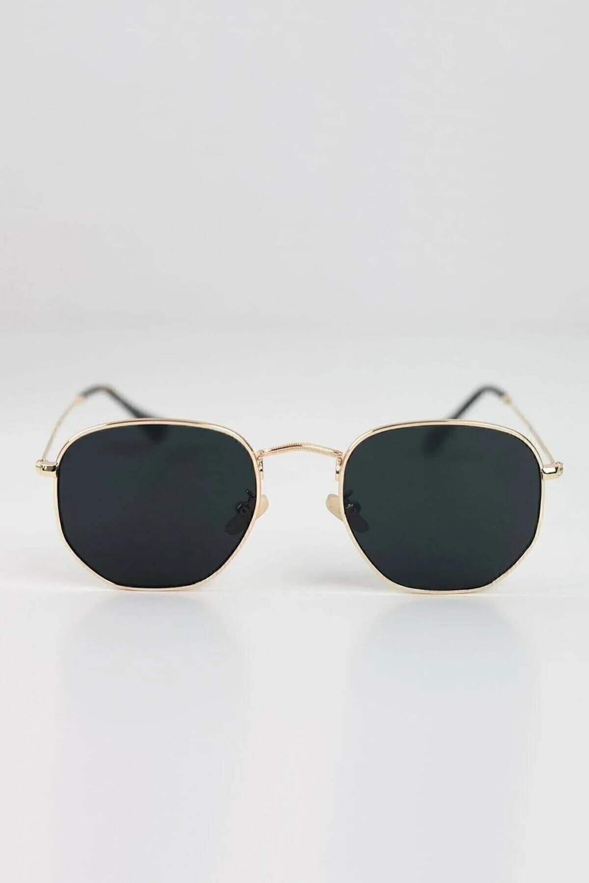عینک آفتابی یونیسکس Chunky Frame فریم فلزی طلایی پنجضلعی عینک آفتابی یونیسکس Chunky Frame فریم فلزی طلایی پنجضلعی