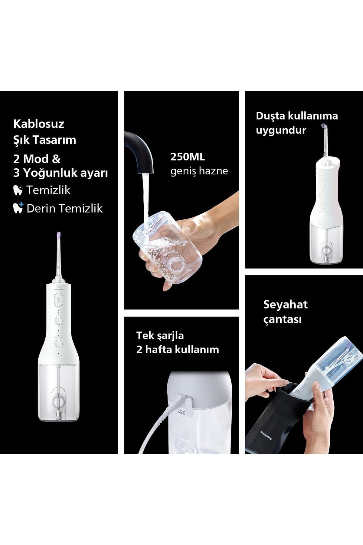 دستگاه شستوشوی دهان Philips Sonicare Power Flosser 3000 بیسیم با فناوری Quad Stream سفید مدل HX3826/31 دستگاه شستوشوی دهان Philips Sonicare Power Flosser 3000 بیسیم با فناوری Quad Stream سفید مدل HX3826/31
