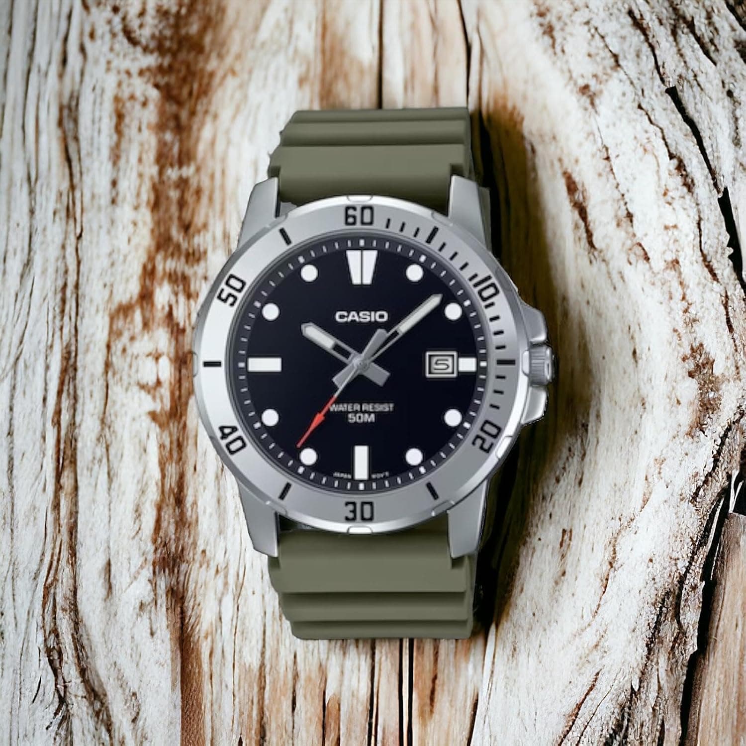 ساعت مچی مردانه Casio مدل MTP-VD01-3EVUDF صفحه مشکی بند سبز ساعت مچی مردانه Casio مدل MTP-VD01-3EVUDF صفحه مشکی بند سبز