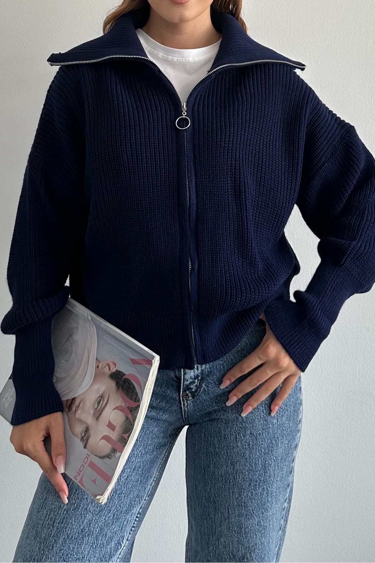 هیرکا بافت مردانه macharel jeans سرمهای یقه برگردان زیپدار هیرکا بافت مردانه macharel jeans سرمهای یقه برگردان زیپدار